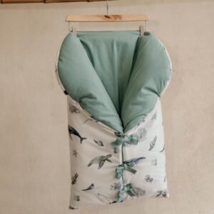 Arrullo o sleeping semitermico sellado con estampado y lino verde - Oceano Vivo