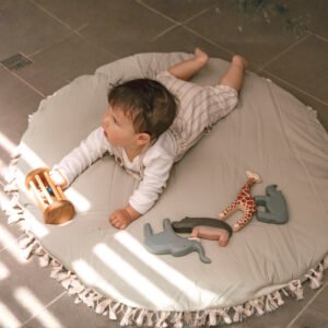 Tapete circular fondo entero en lino natural